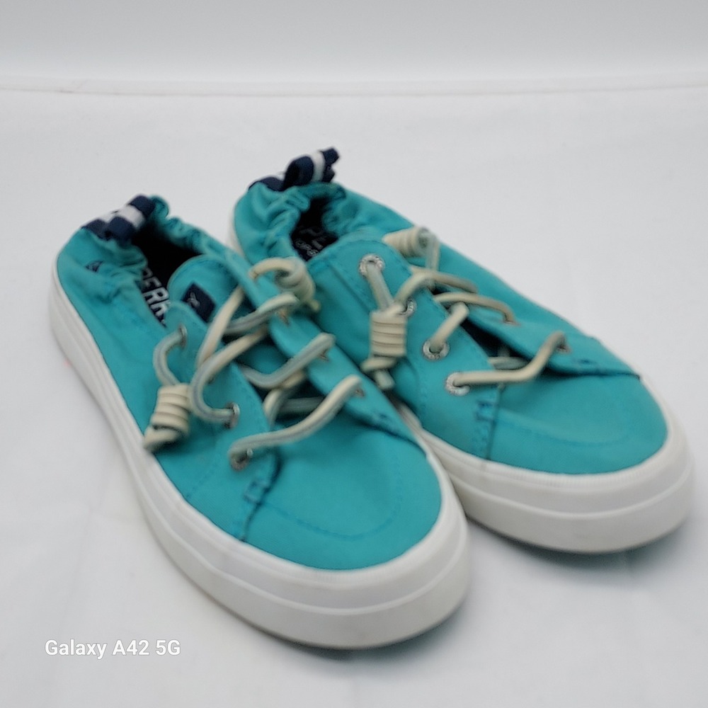 Sperry Top-Sider Crest Vibe Teal Canvas Slip On Sneakers STS99366 Womens 5M